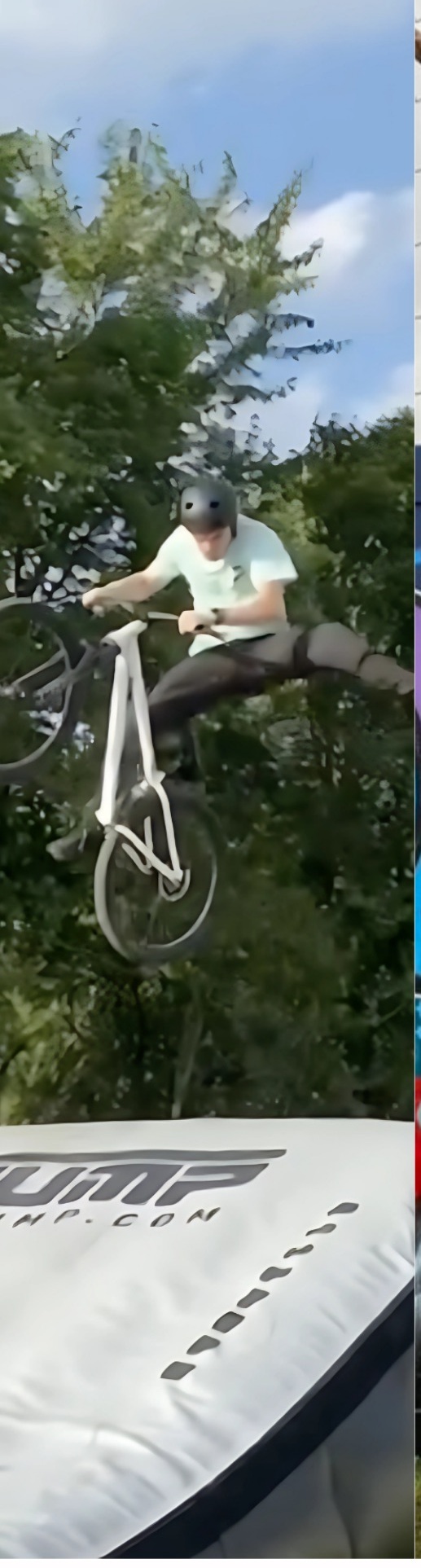 Sprung mit dem BMX über den Airbag